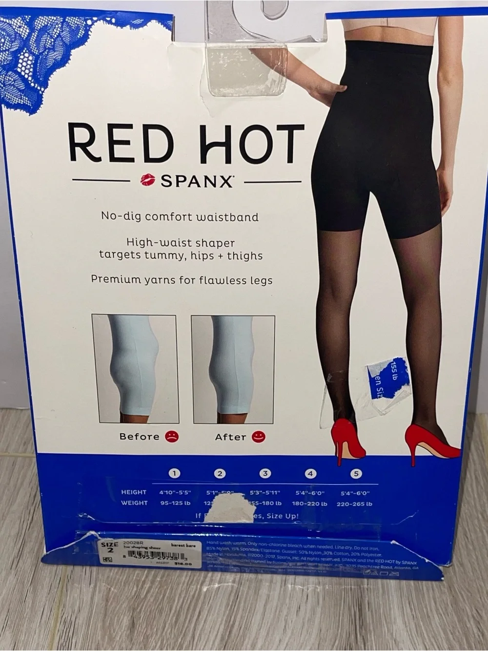 New Red Hot Barest Bate Size 2 Stockings Shaping Tights